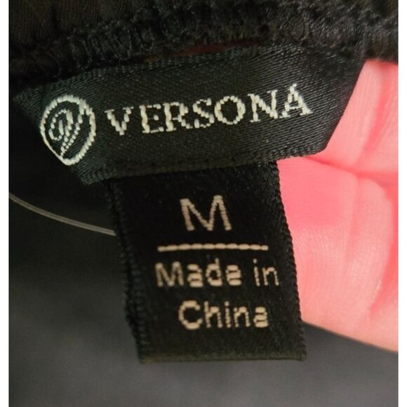 NWT Flaw Versona Women's M Satin Feather Strap Sleeveless Top Tank Top Black - Picture 4 of 9